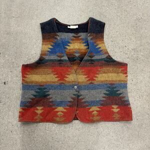 Vintage Cowboy Western Vest Blanket Tribal Aztec 22x22